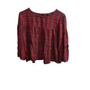 Madewell Women's‎ Red Plaid Size S Blouse Button Back